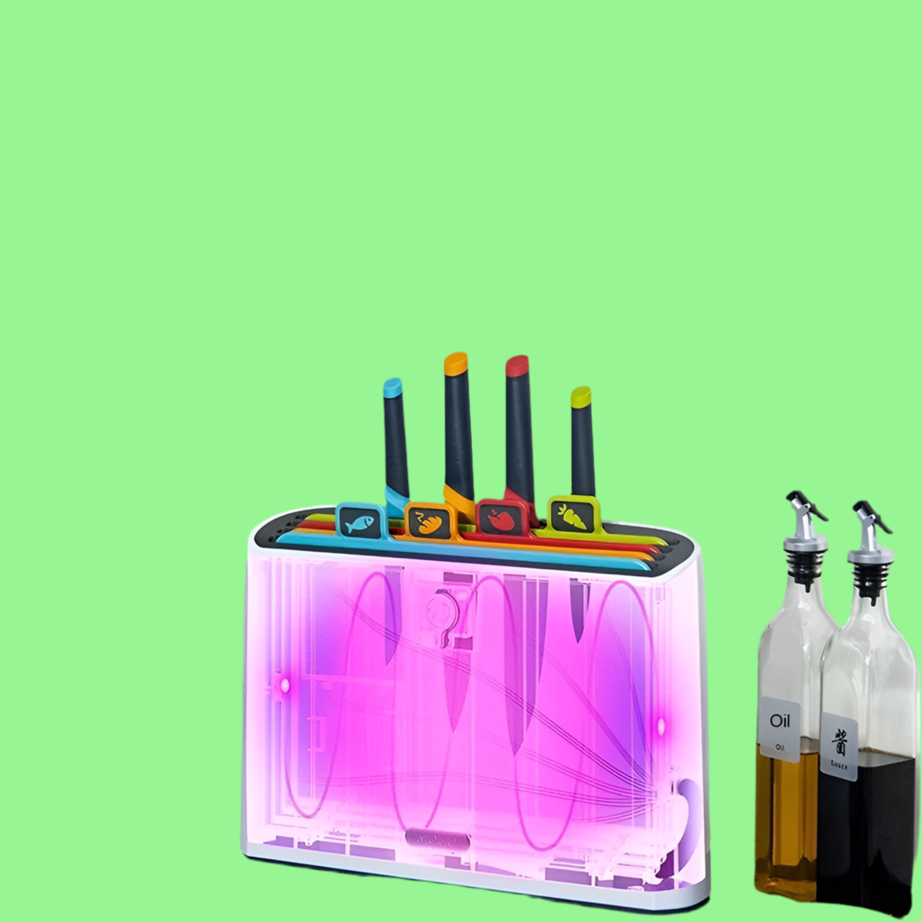 Smart UV Knife Holder: Removable & Washable for a Clean Kitchen Experience!