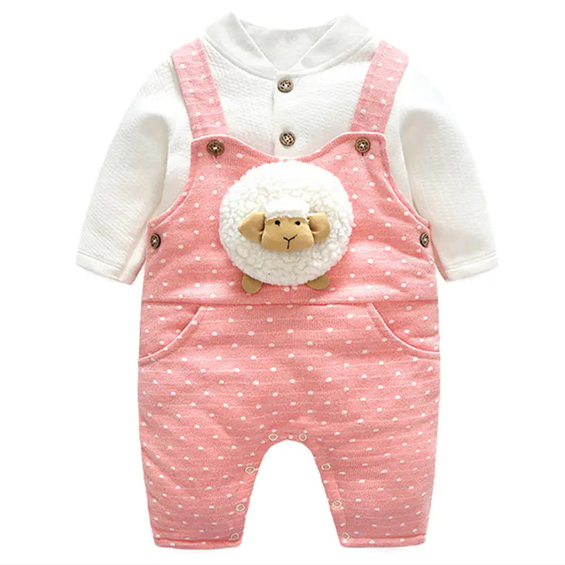 Thick Winter Baby Romper Set with Cotton Jumpsuit