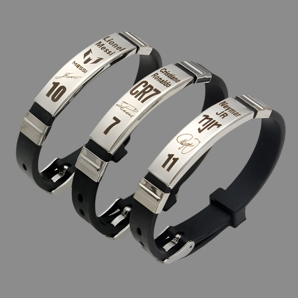 Lionel Messi Cristiano Ronaldo Neymar Football Star Stainless Steel Silicone Bracelet For Men Boy Soccer Accessory Gift