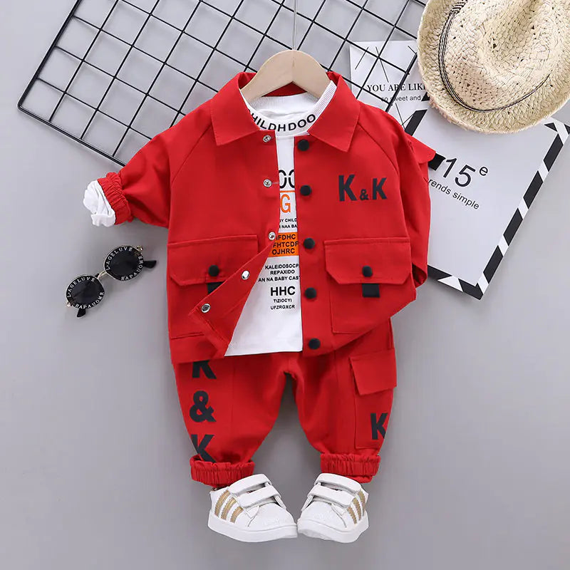 Korean Letter Jacket - Western Style Children's Set