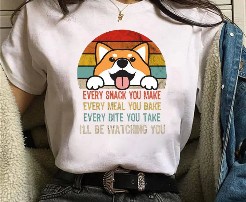 Shiba Inu Masked Print Couple T-Shirt for Students