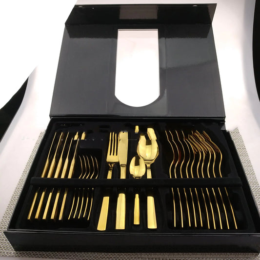 24-Piece Golden Stainless Steel Western Cutlery Set
