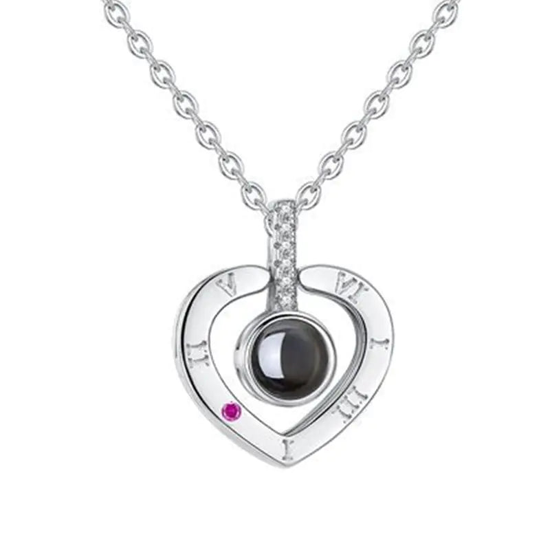 Heart-Shaped Memory Pendant Necklace in 100 Languages