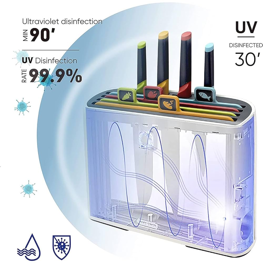 Smart UV Knife Holder: Removable & Washable for a Clean Kitchen Experience!
