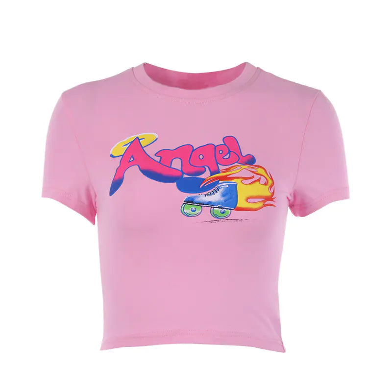 Summer Short Sleeve Crop Top T-Shirt for Women