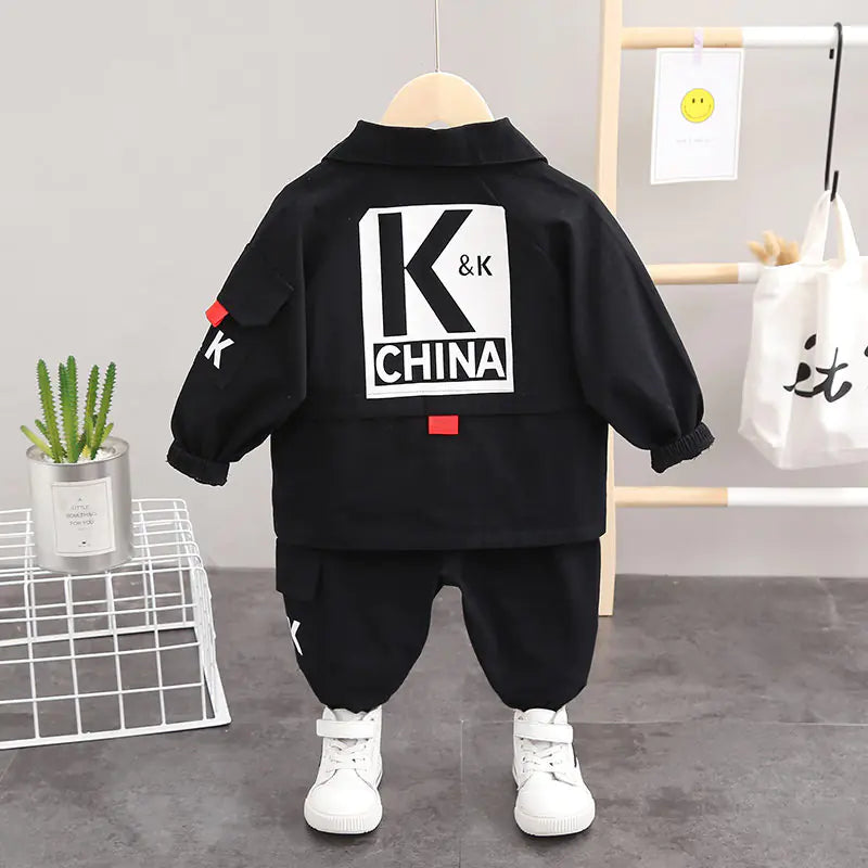 Korean Letter Jacket - Western Style Children's Set