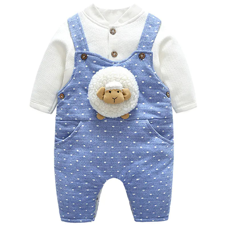 Thick Winter Baby Romper Set with Cotton Jumpsuit