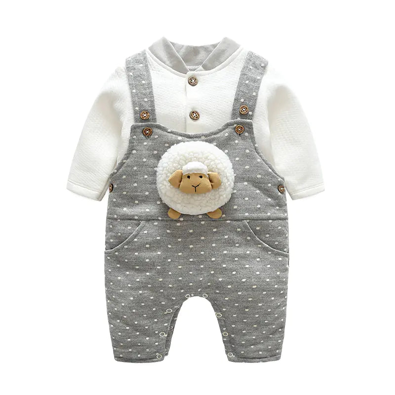 Thick Winter Baby Romper Set with Cotton Jumpsuit