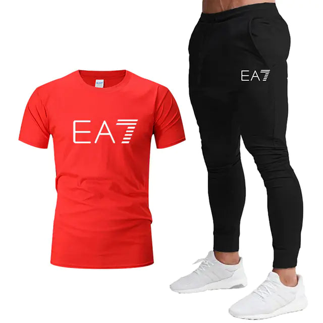 Luxury Printed Cotton T-Shirt and Jogging Pants Set