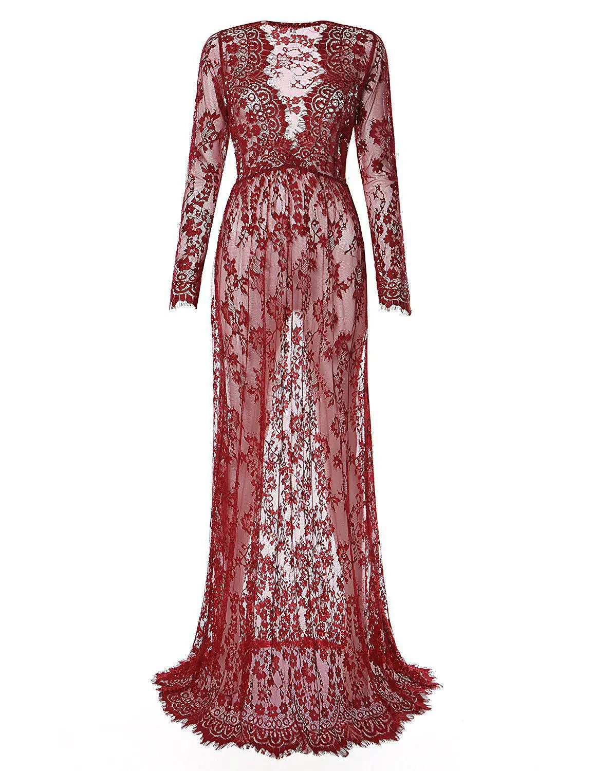 Sexy Deep V-Neck Long Sleeve Lace Bodycon Dress