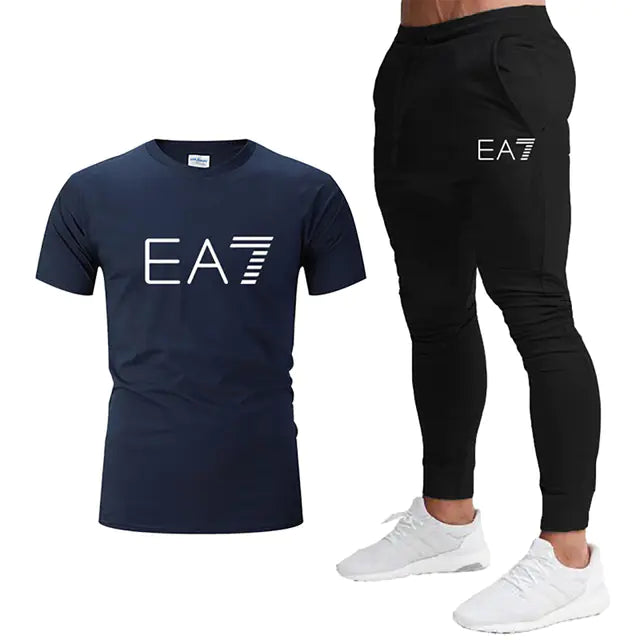 Luxury Printed Cotton T-Shirt and Jogging Pants Set