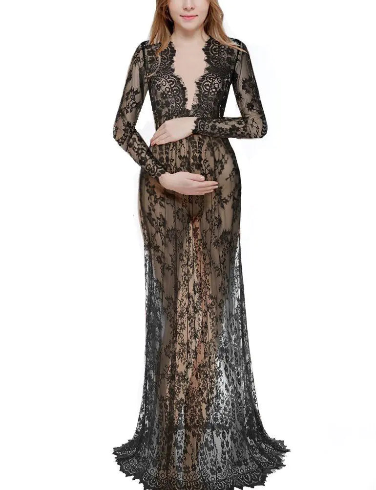 Sexy Deep V-Neck Long Sleeve Lace Bodycon Dress