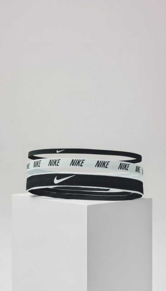Nike Mixed Width Headbands Lot de 3 bandeaux taille unique, noir, blanc, noir, taille standard, pour coureurs, tous les sexes