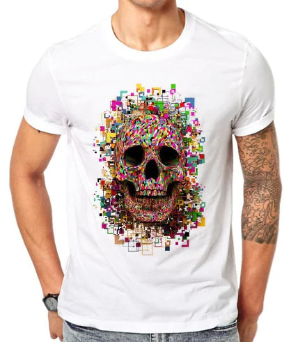 Summer Couple T-shirt with Skull Print in Large Size