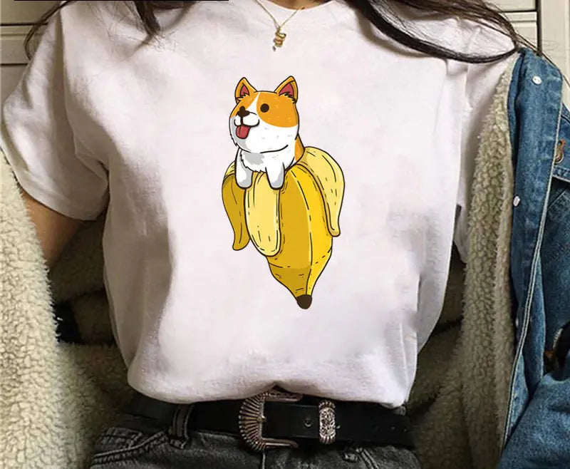 Shiba Inu Masked Print Couple T-Shirt for Students