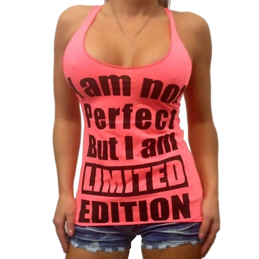 Sleeveless Sexy Tank Top with Letter Print