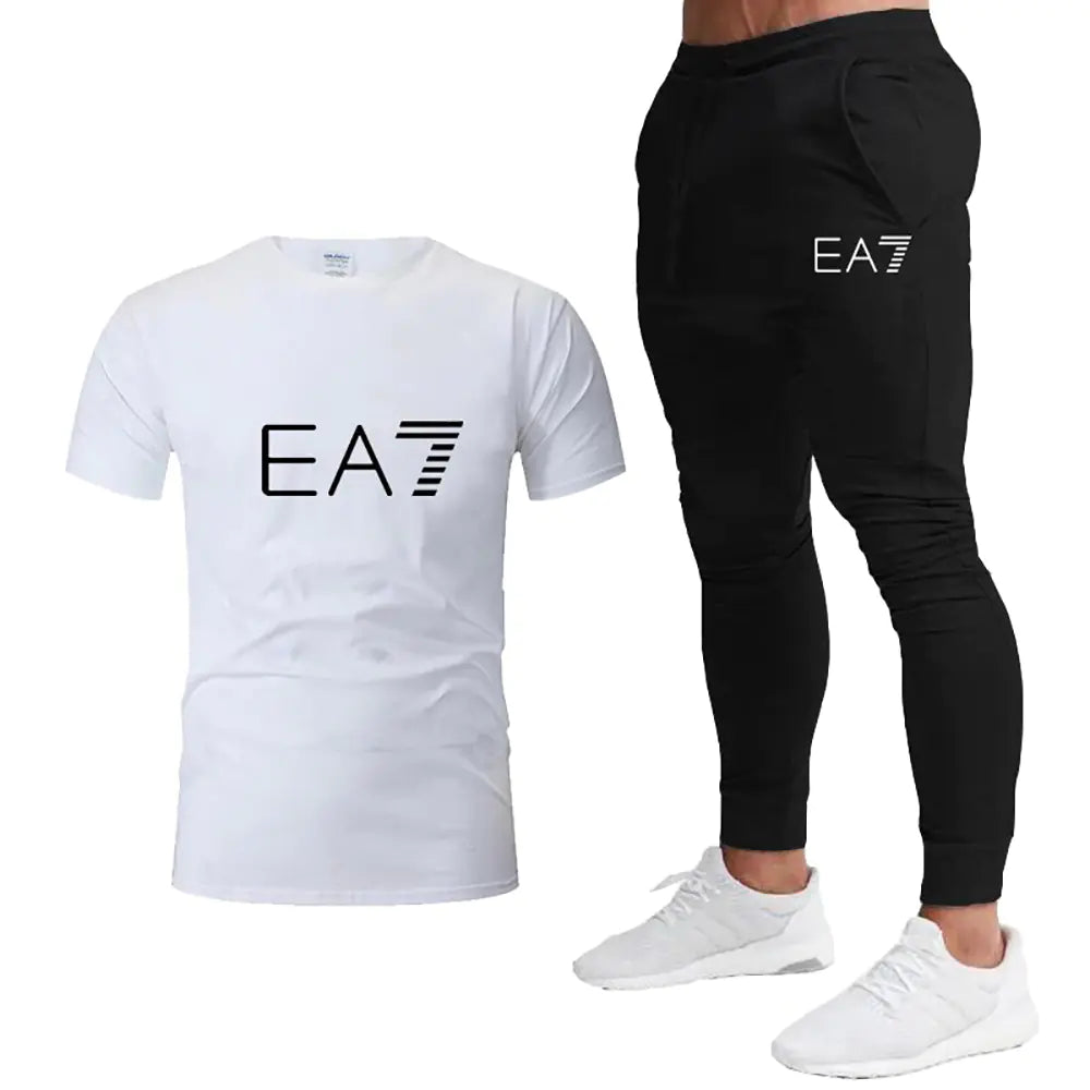 Luxury Printed Cotton T-Shirt and Jogging Pants Set