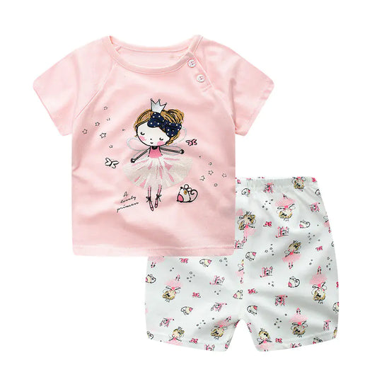 2020 Summer Kids Cotton Short Sleeve Outfit Set