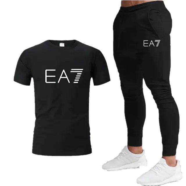 Luxury Printed Cotton T-Shirt and Jogging Pants Set