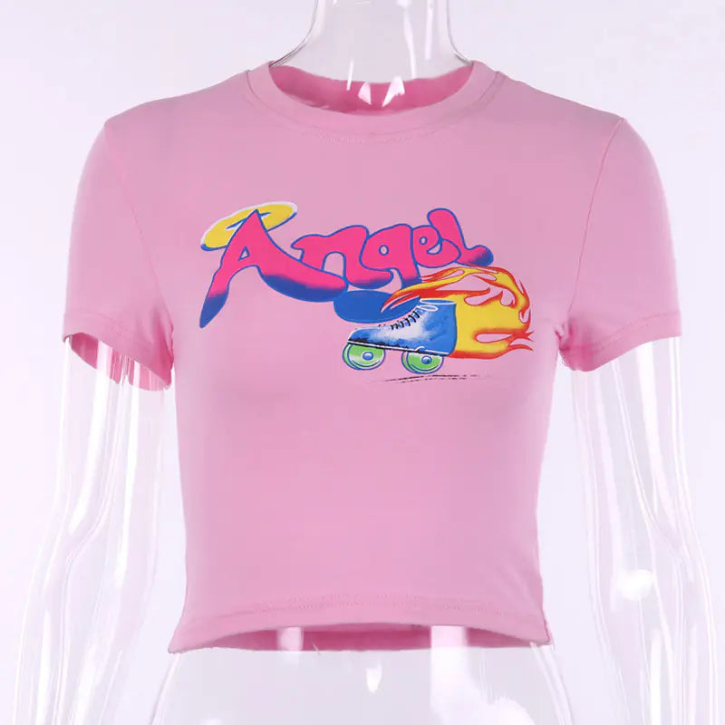 Summer Short Sleeve Crop Top T-Shirt for Women