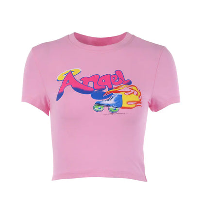 Summer Short Sleeve Crop Top T-Shirt for Women