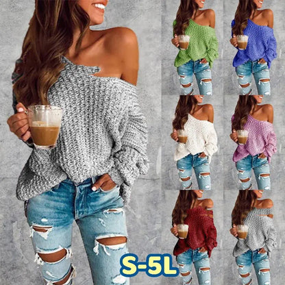 Pull en tricot à une épaule et manches longues tendance pour l'automne