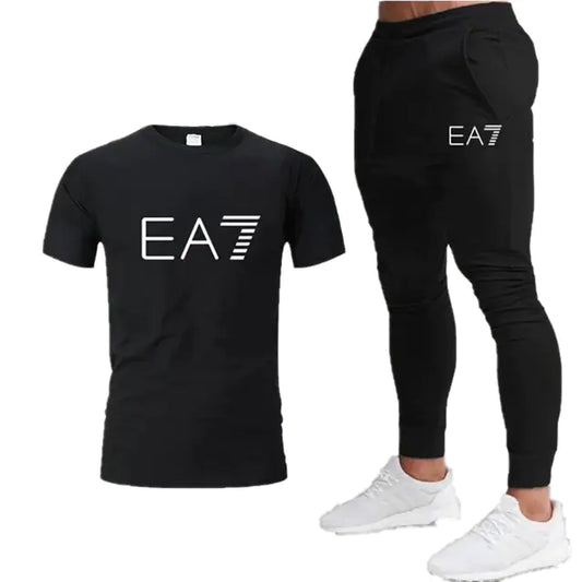 Luxury Printed Cotton T-Shirt and Jogging Pants Set