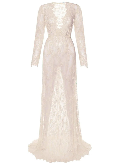 Sexy Deep V-Neck Long Sleeve Lace Bodycon Dress
