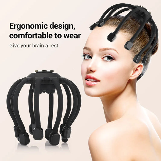 Electric Scalp Massager, Head Massager Scalp Stress Relax, Kneading Hair Massage with 3 Modes, 360 Degree Hair Massager, Cordless Portable Head Scratcher for Stress Relax