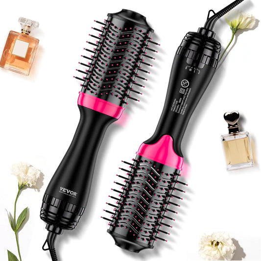 Brosse sèche-cheveux VEVOR 4 en 1, sèche-cheveux et styler volumateur avec revêtement en céramique à ions négatifs, corps ovale de 65 mm, moins de frisottis et de dommages causés par la chaleur, brosse à air chaud pour lisser, sécher, boucler