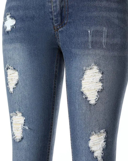Trendy Slim Fit Hollow Fringe Ladies' Jeans