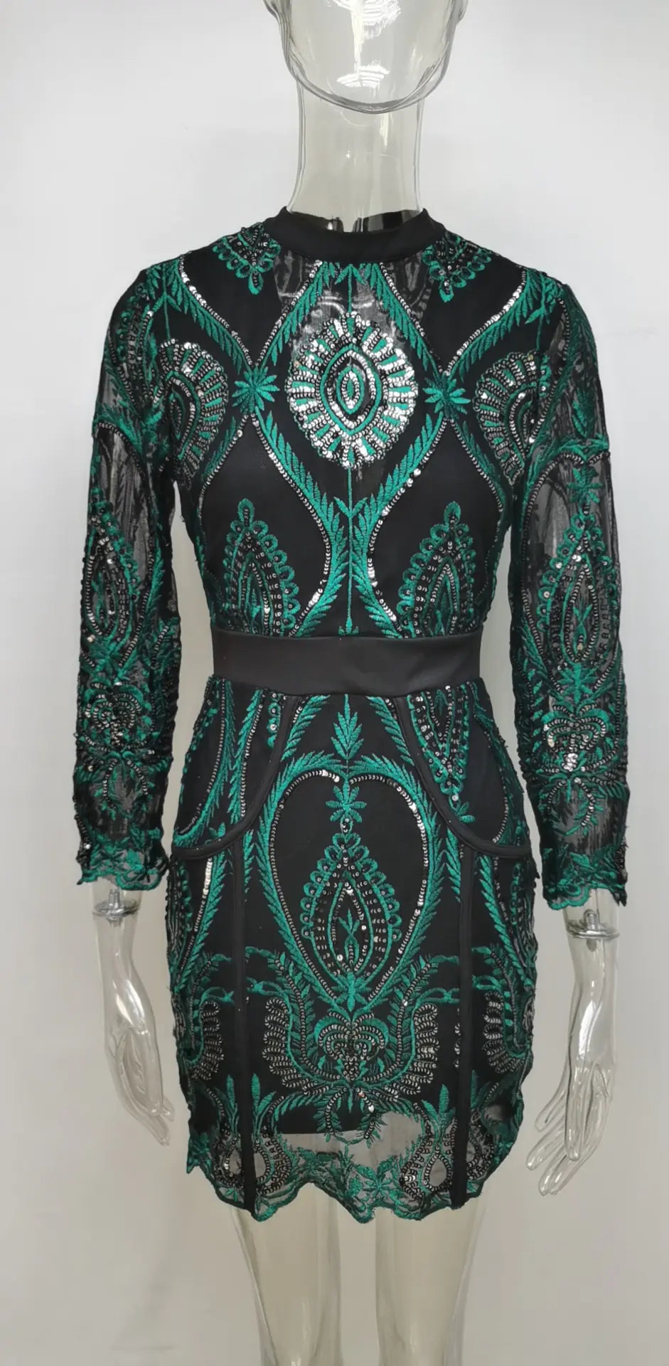 2020 New Fashion Sequined Long Sleeve Bodycon Dress