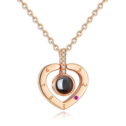 Heart-Shaped Memory Pendant Necklace in 100 Languages