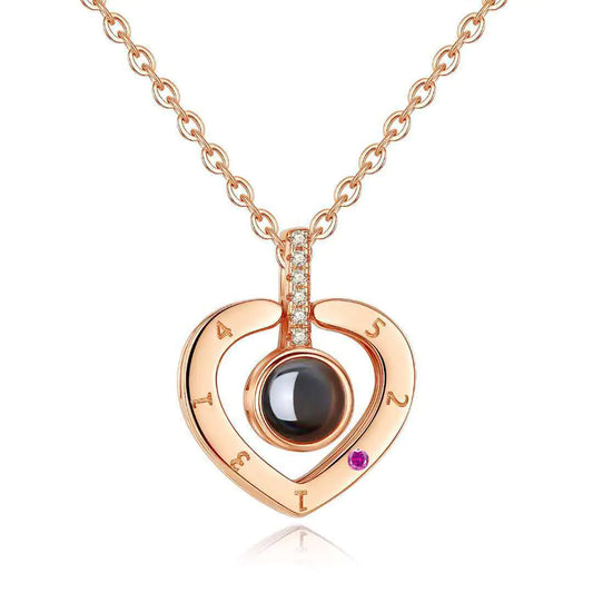Heart-Shaped Memory Pendant Necklace in 100 Languages