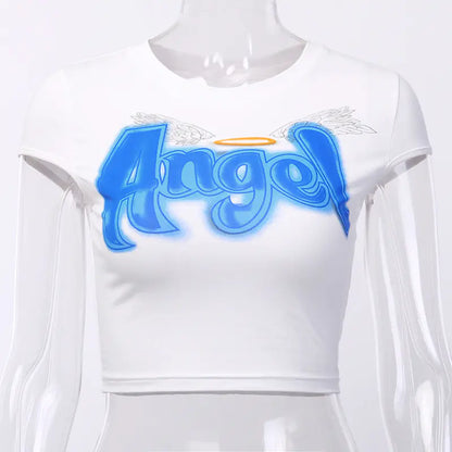 Summer Short Sleeve Crop Top T-Shirt for Women