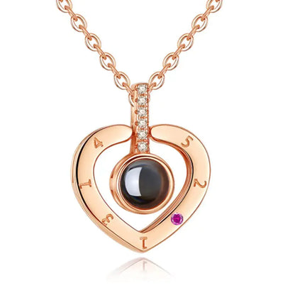 Heart-Shaped Memory Pendant Necklace in 100 Languages
