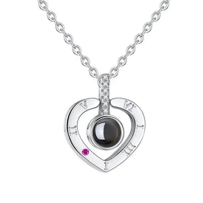 Heart-Shaped Memory Pendant Necklace in 100 Languages